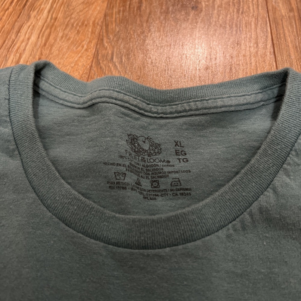 Vintage Fruit Of The Loom Pocket Blank T Shirt Mens XL Green - Picture 3 of 8